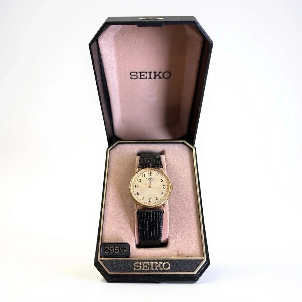 Vintage Seiko Quartz Dress Watch 7N00-7A49 Gold Tone Arabic Dial‎ w/ Box